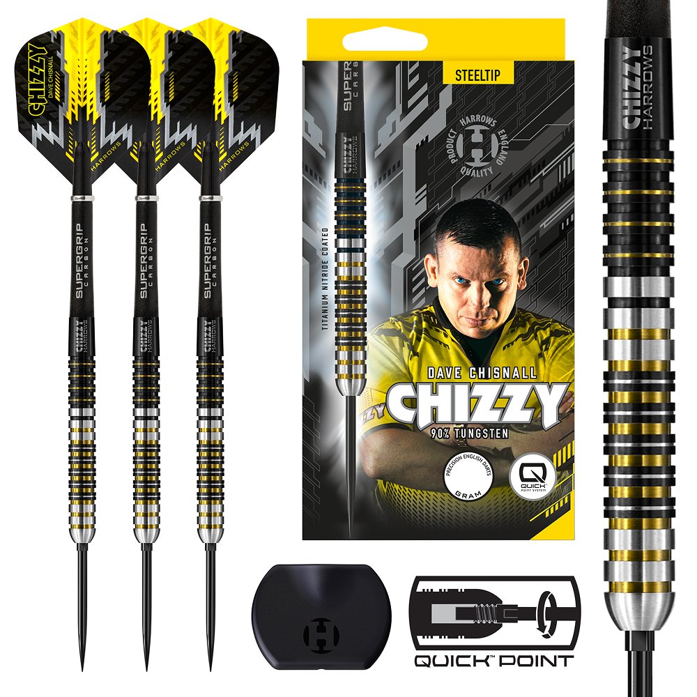 Harrows Dave Chisnall V1 Quick Point 90% - Steel Tip Darts