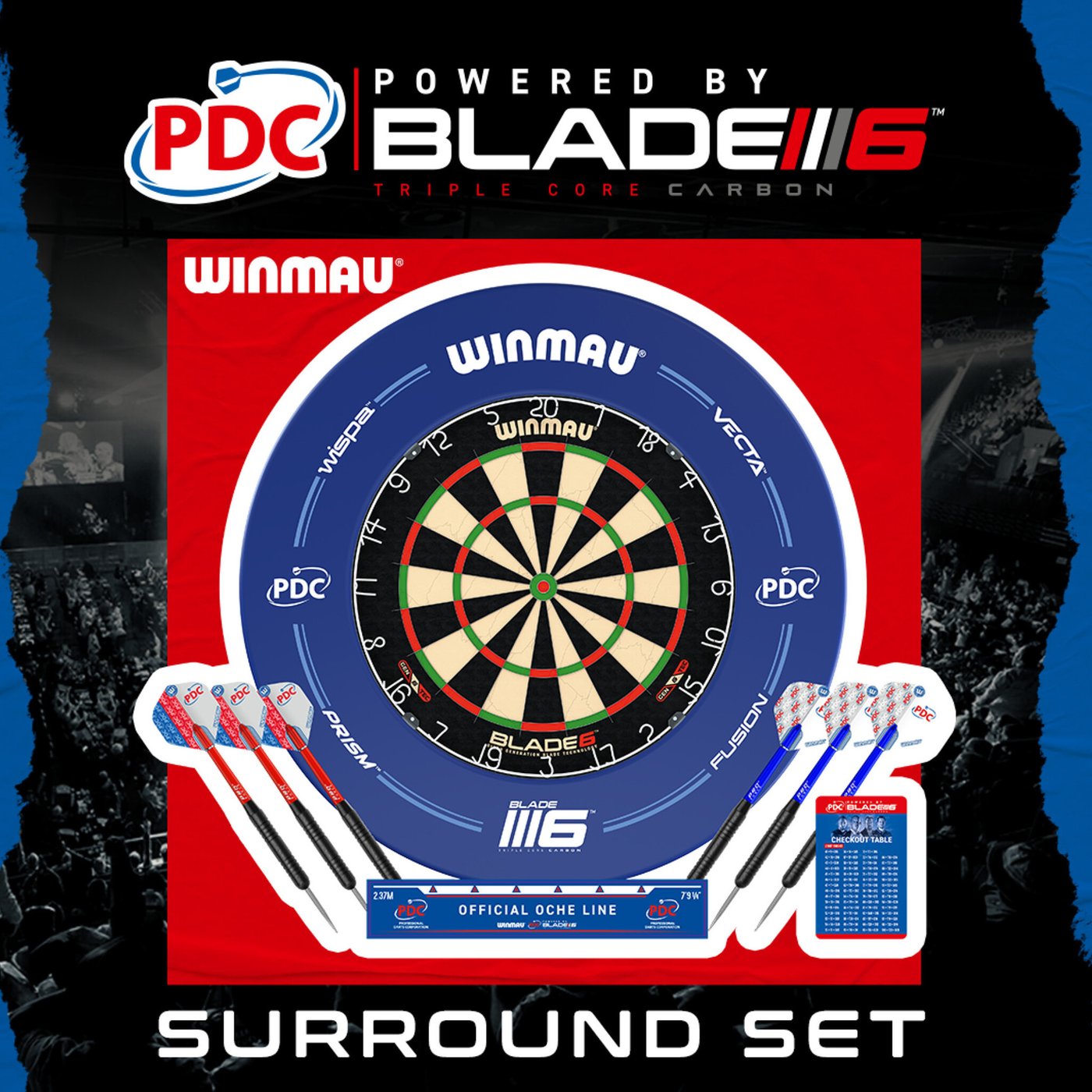 Winmau Blade 6 ダーツボード PDC認定 サラウンド Winmau Blade 6 + PDC Surround Blue Set