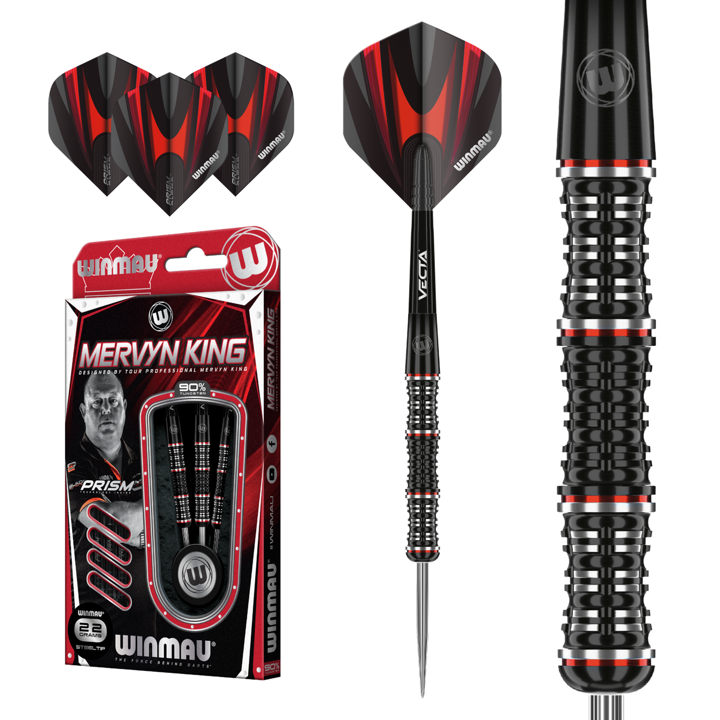 Winmau Mervyn King Special Edition 90% Freccette Steel Darts