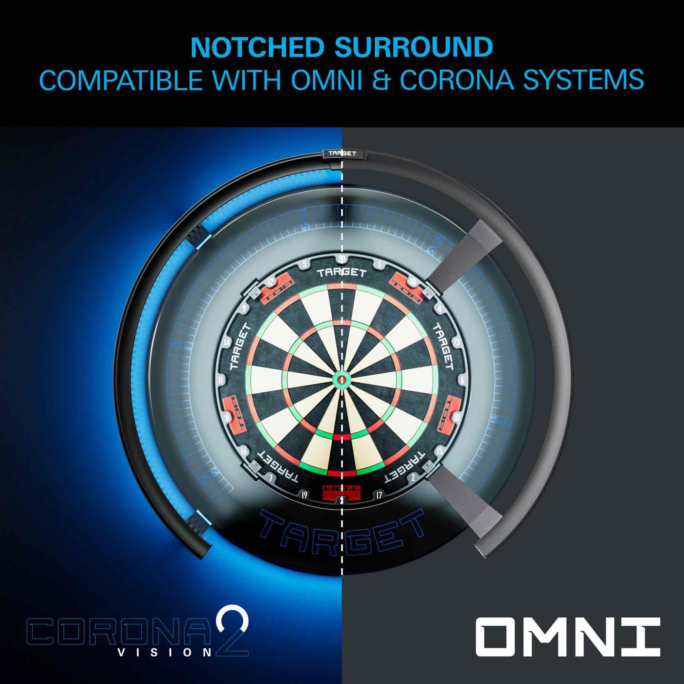 Unicorn ダーツボード & Target Corona Vision Target Corona Vision Notched Dartboard Surround - Dartshopper