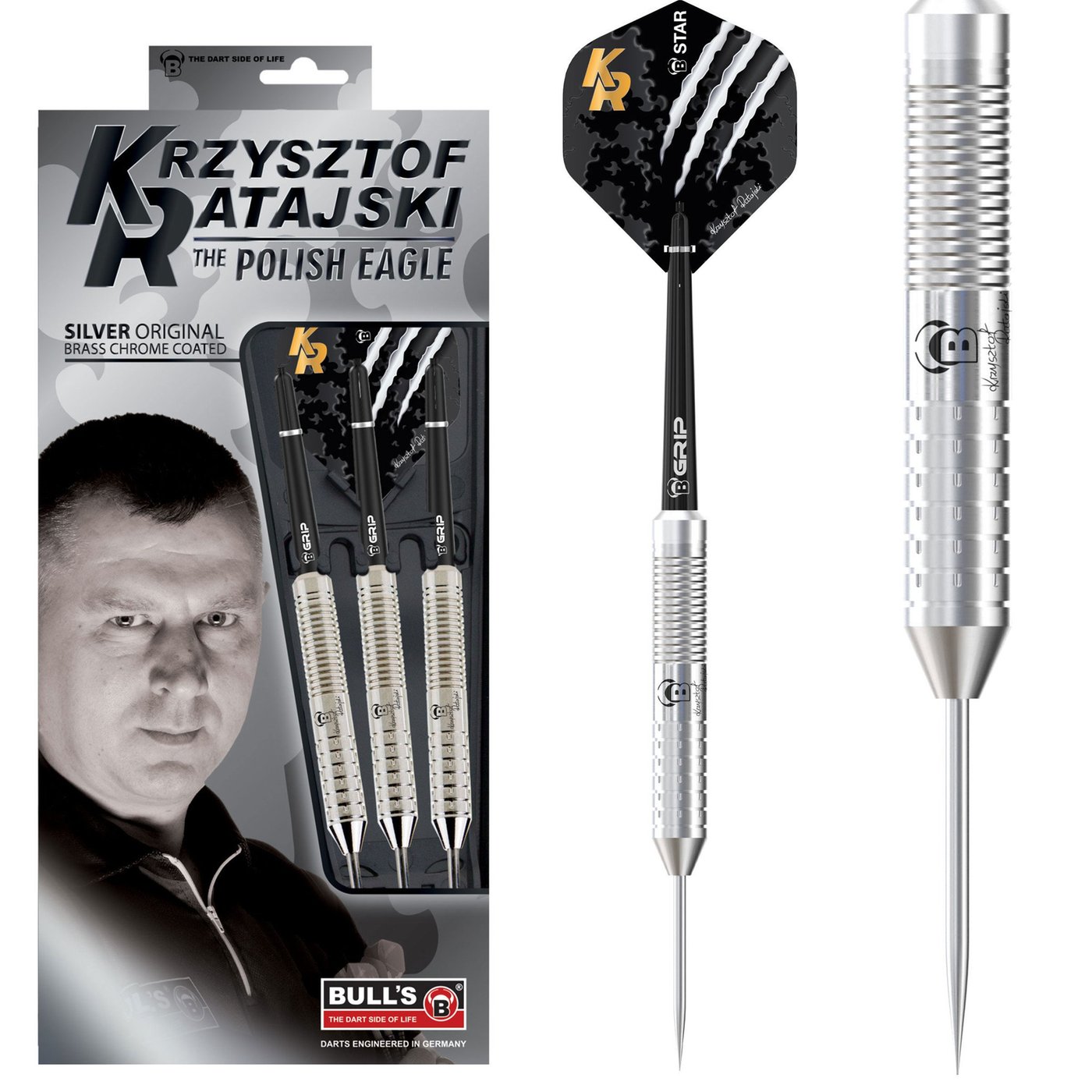 Dardos BULL'S Krzysztof Ratajski Brass Silver Punta de Acero