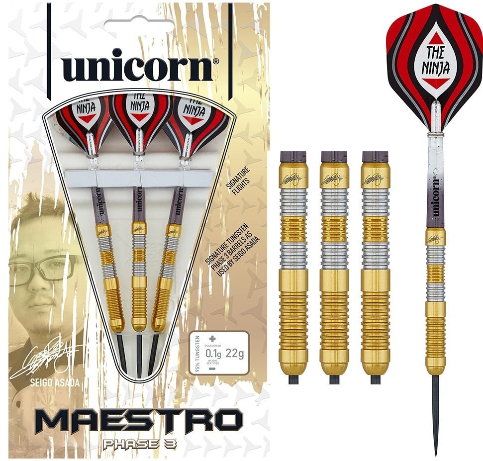 unicorn Maestro Phase 3 スティール Unicorn Seigo Asada Maestro Phase 3 95% - Gold Darts