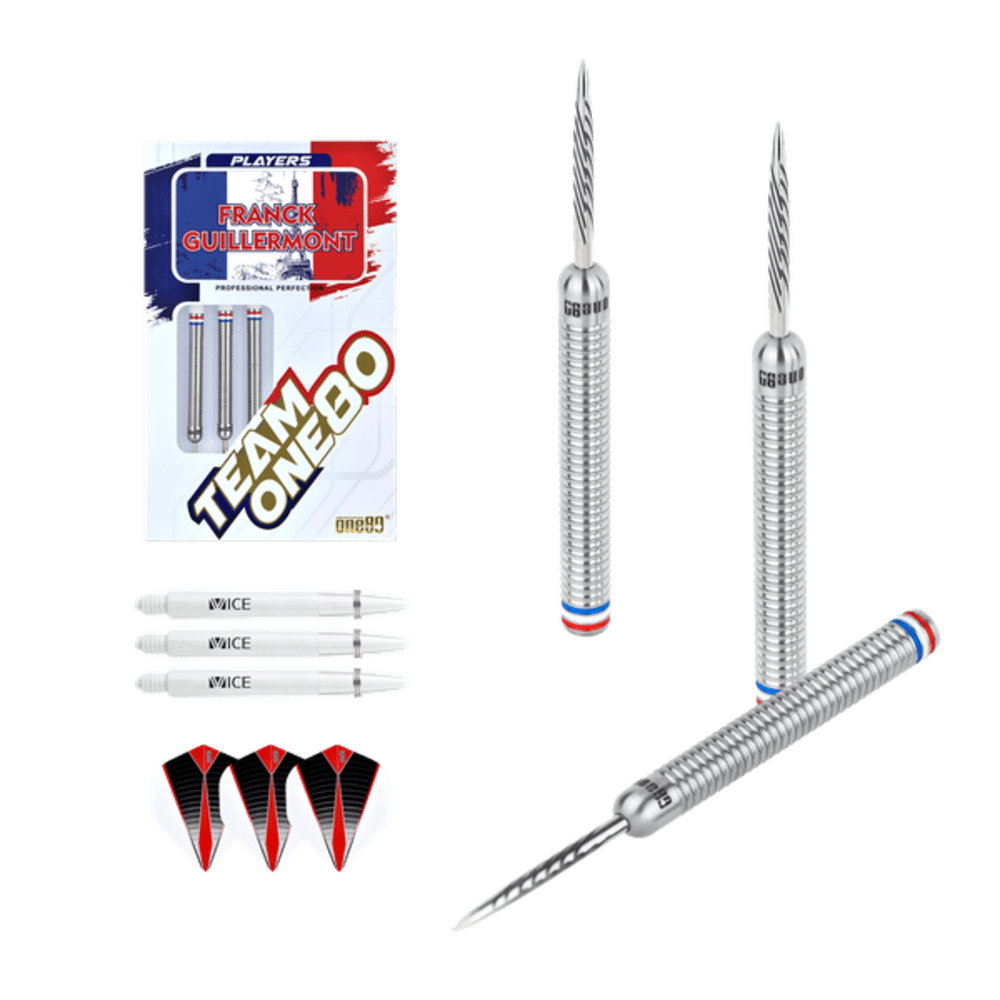 Fléchettes ONE80 Franck Guillermont LL - Tungstène 90%, Pointe Plastique (soft Tip) - Pour Joueurs Confirmés - Set De 3 Fléchettes