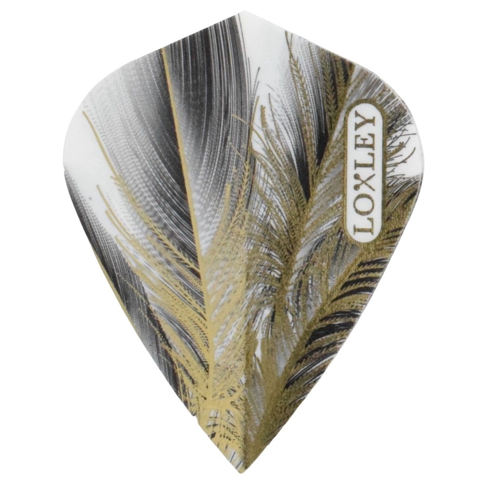 Loxley Feather Grey & Gold Kite - Dart Flights