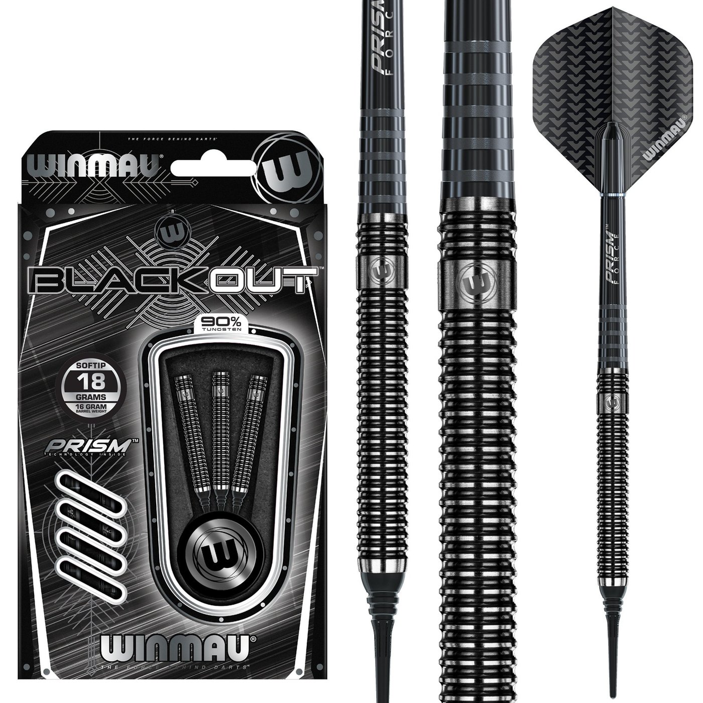 Dardos Winmau Blackout 90% Punta de Plástico