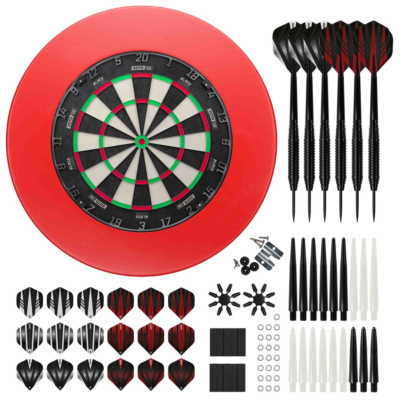 KOTO Black Label + PU Surround + 2 Sets KOTO Dartpijlen - 90-Pieces - Zestaw do Darta