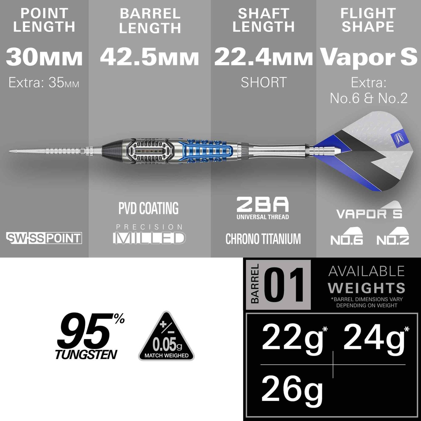 TARGET Phil Taylor Generation 3 ダーツ 95% Target Phil Taylor Power Chrono Swiss Point 95% Steel Tip Darts