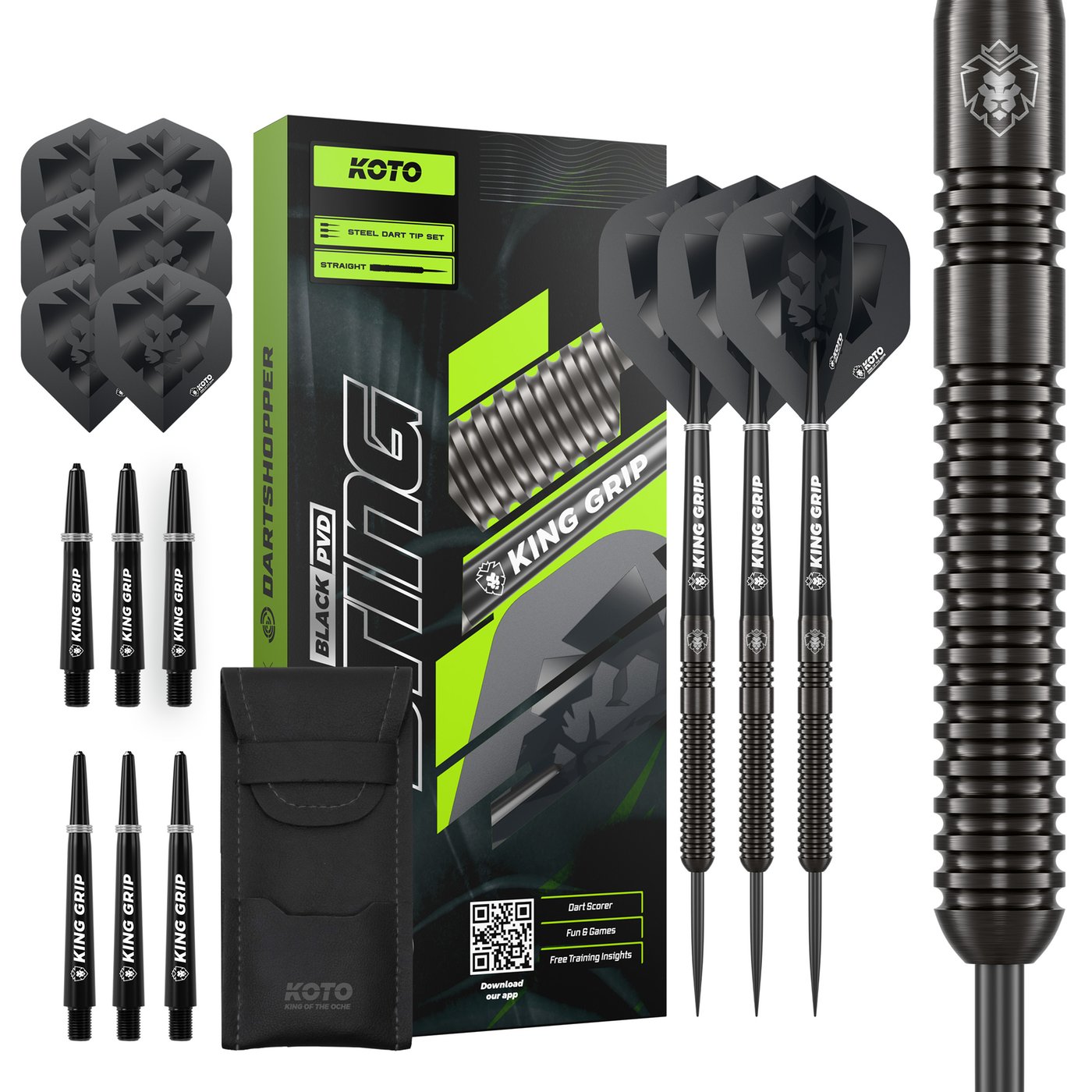 KOTO Sting Black Straight 90% - Freccette Steel Darts