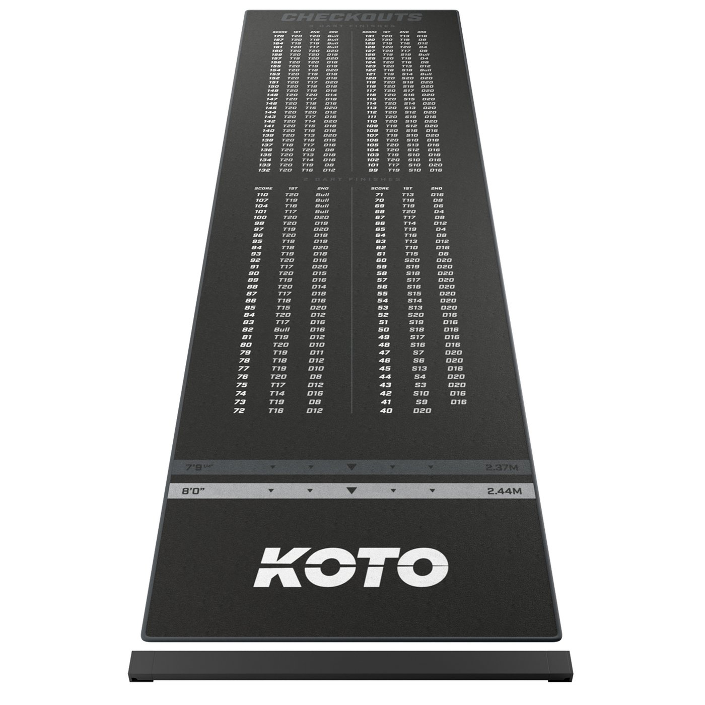 KOTO Carpet Checkout Grey + Oche 285 x 80cm Dart Mat