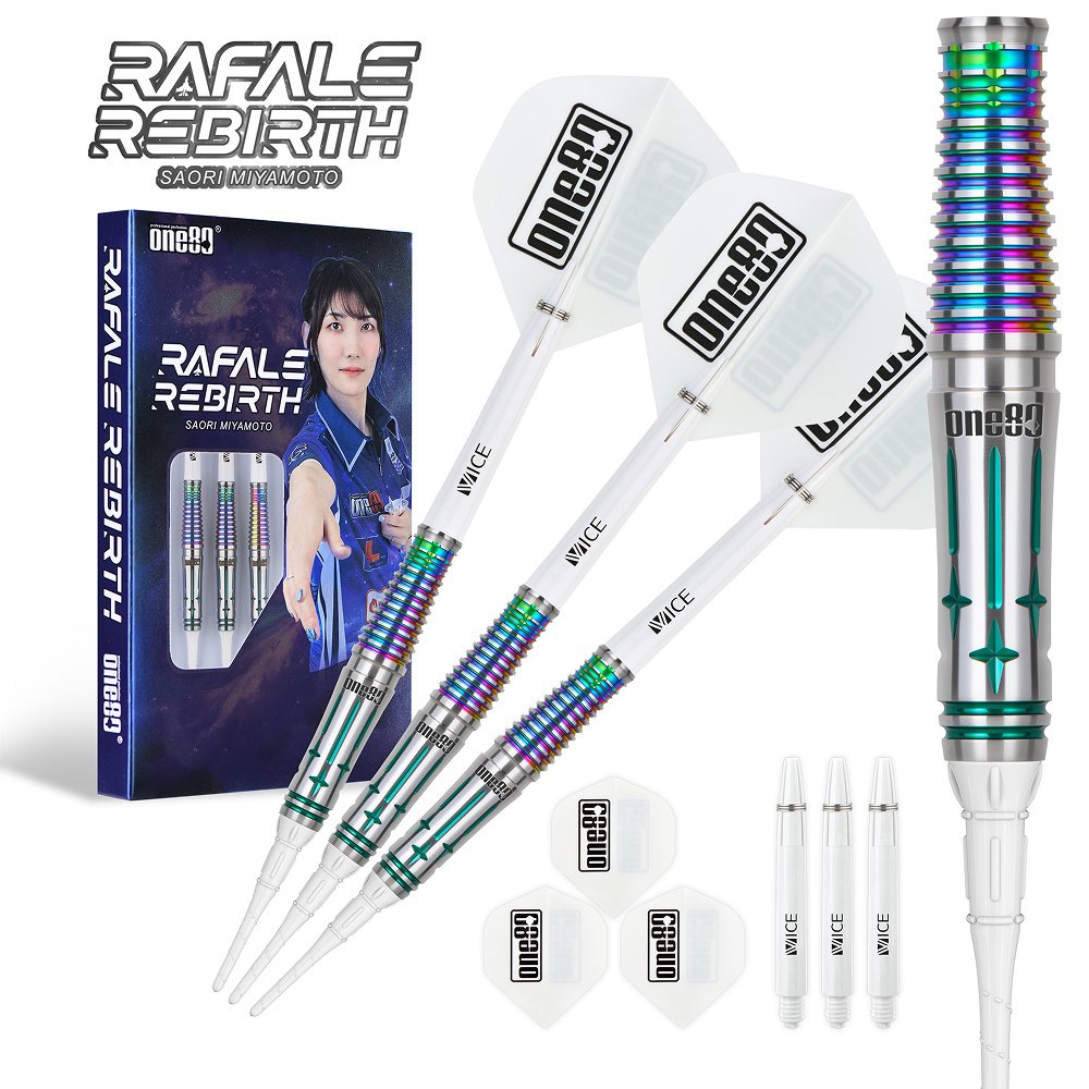 ONE80 Saori V3 Rainbow 90% Soft Tip Darts - Dartshopper.co.uk