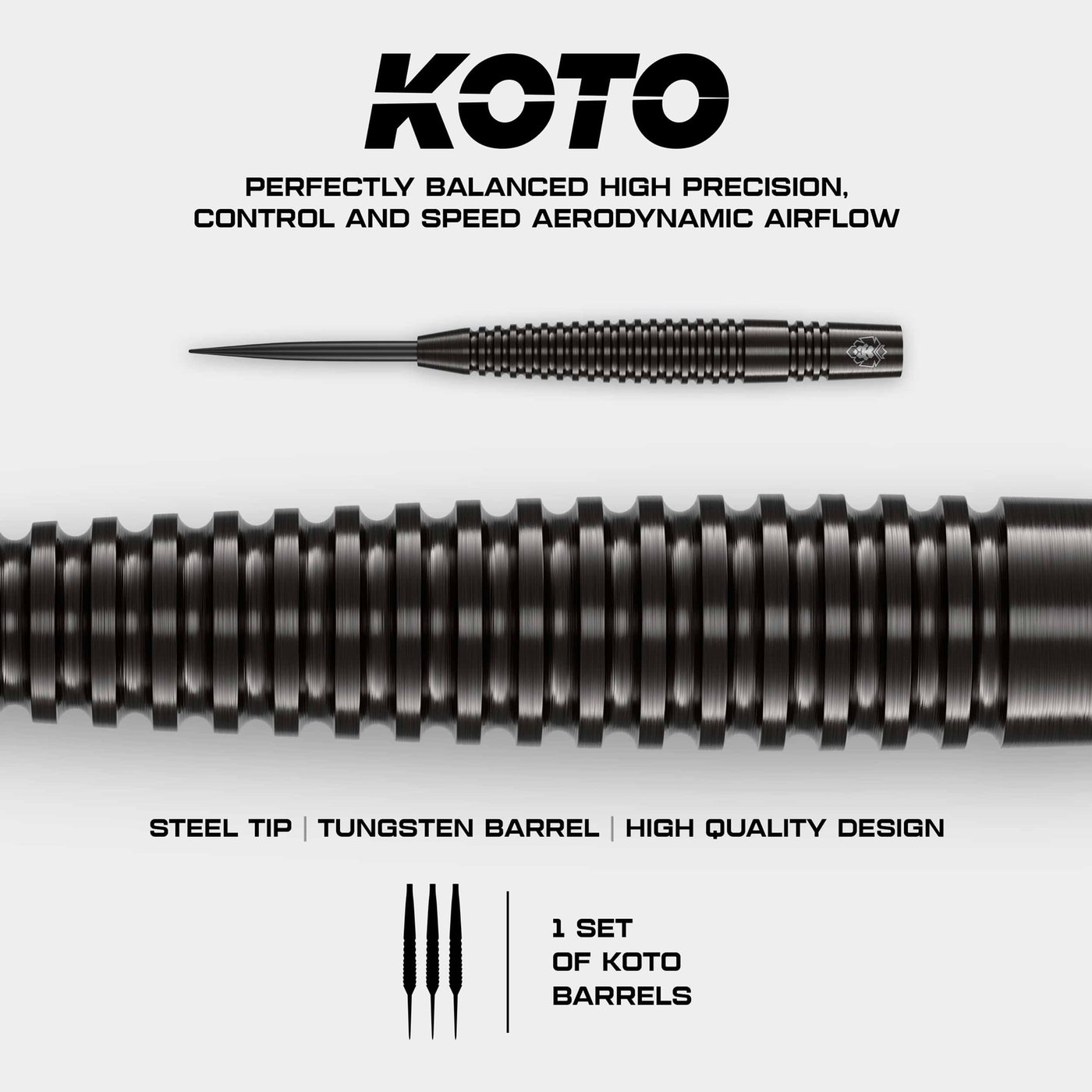 KOTO Sting Black Torpedo 90% - Steel Tip Darts - Dartshopper.com