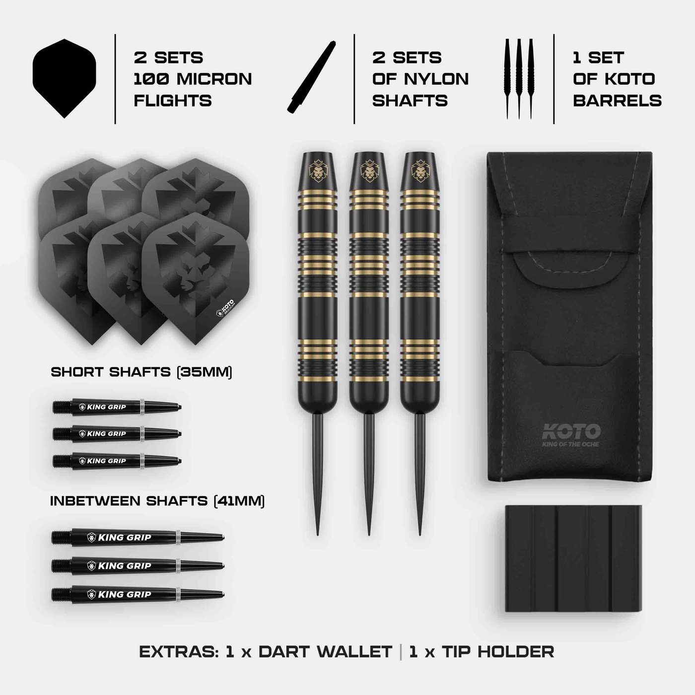 KOTO - Black Crown 90% Fléchettes 22 Grammes, Zwart & Argent, Set de Fléchettes Incl KOTO - Black Crown 90% Fléchettes 22 Grammes, Zwart & Argent, Set de Fléchettes Incl
