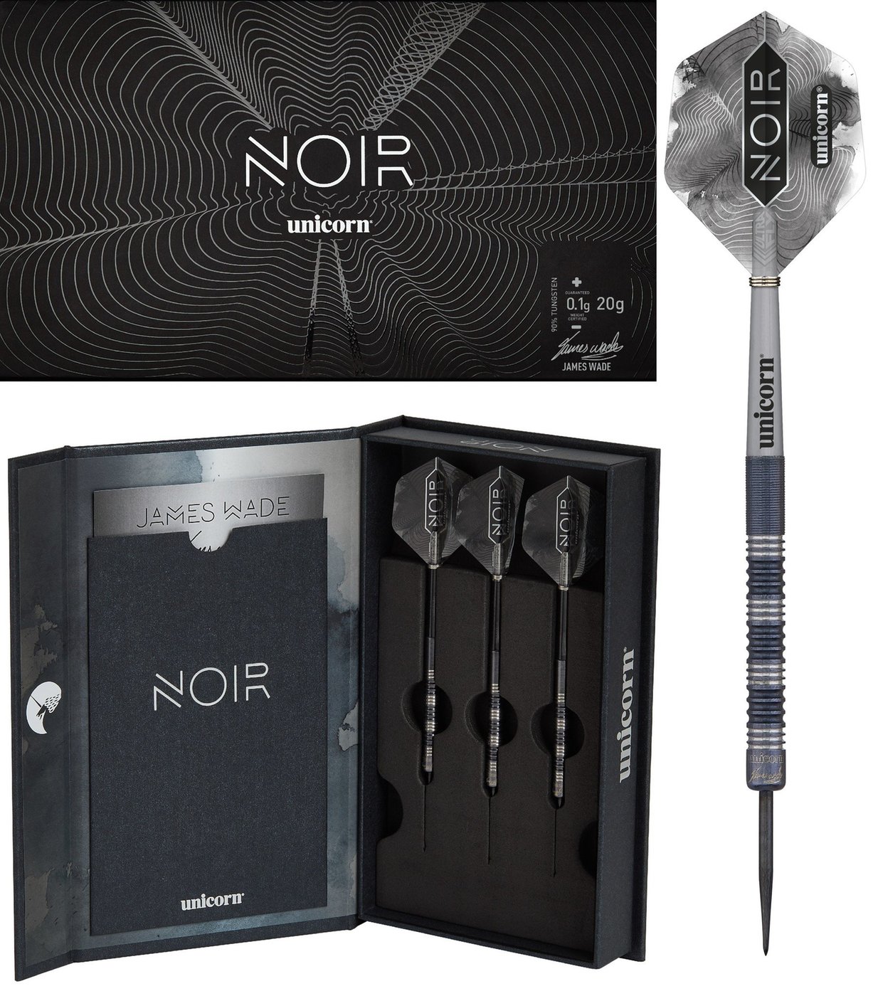 Unicorn James Wade Noir 90% Darts