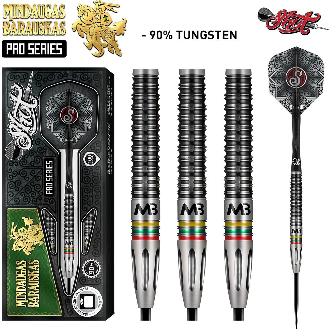 Dardos Shot Pro Series Mindaugas Barauskas 90% Punta de Acero