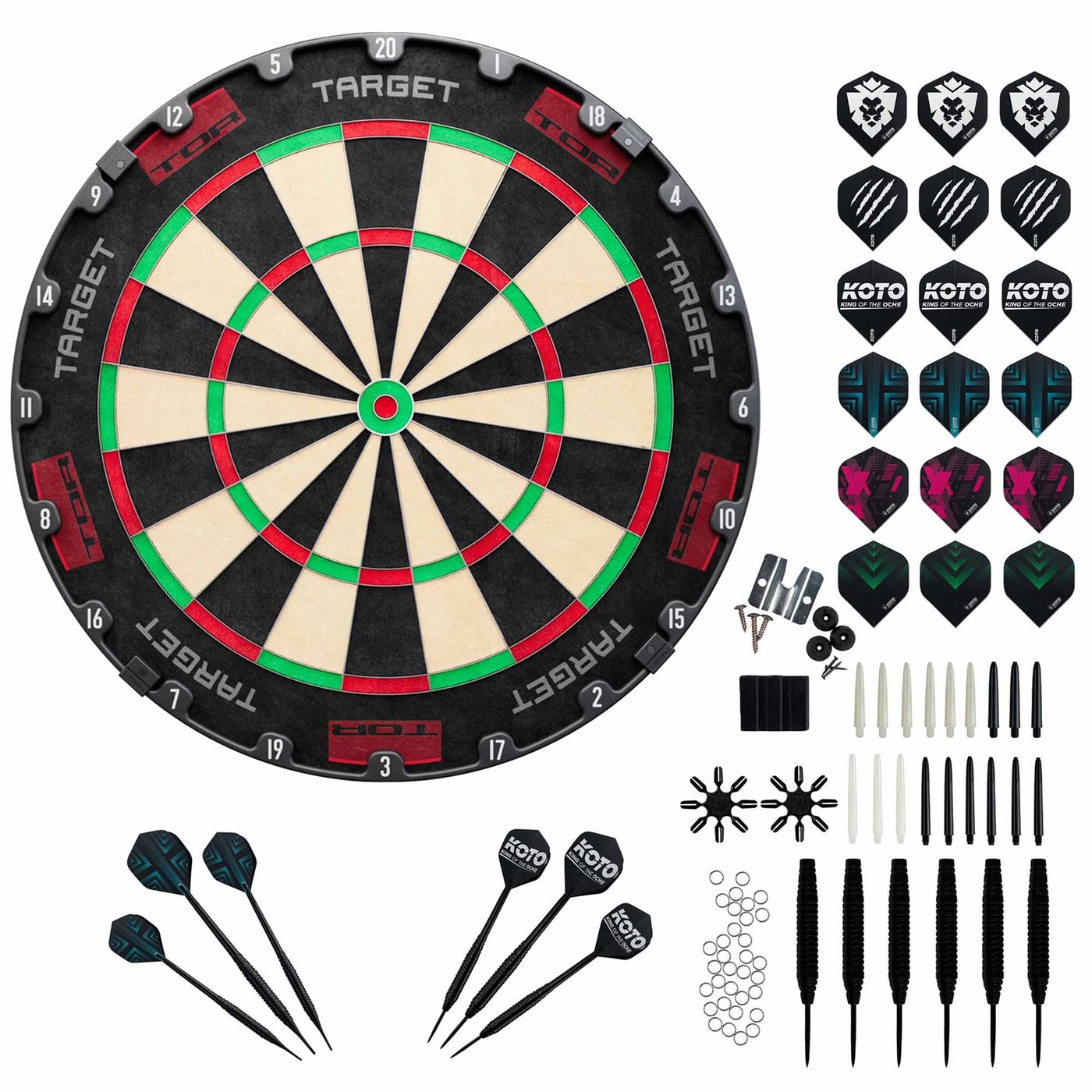 Target TOR  + 2 Sets KOTO Steeldarts + 90 Pieces - Diana de dardos Set