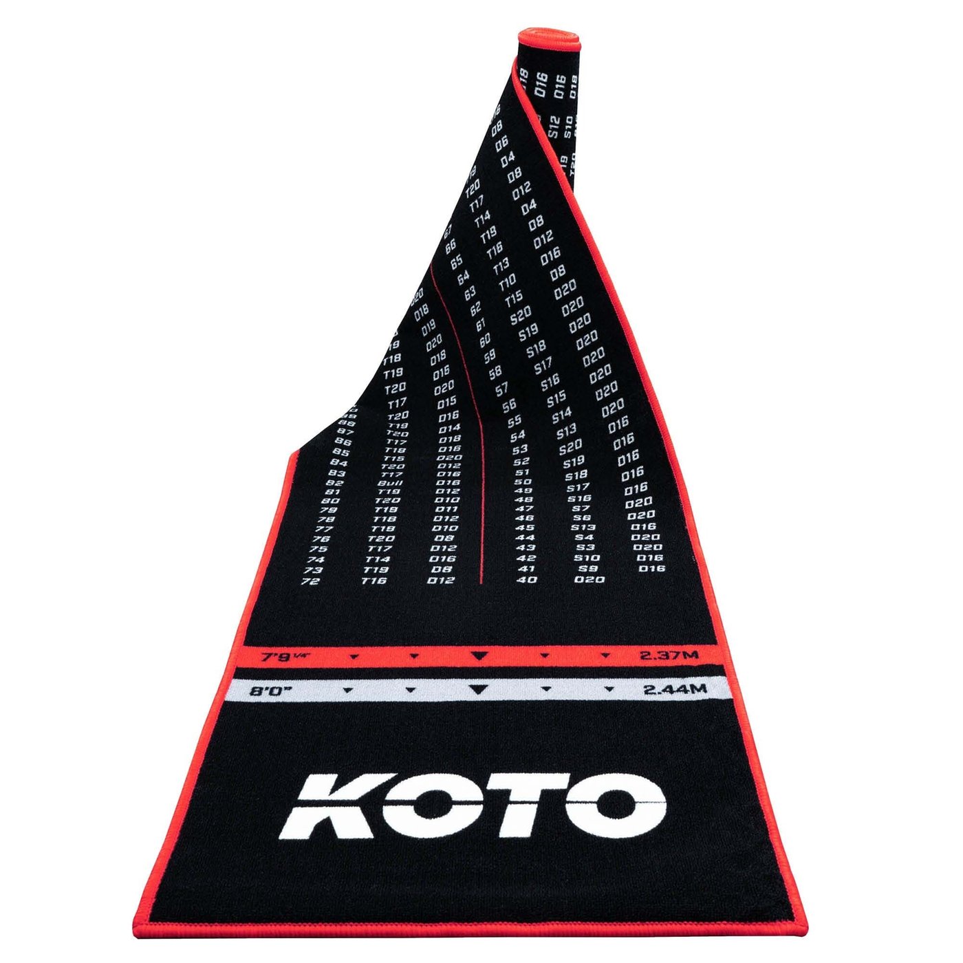 KOTO - Oche Carpet Checkout Darts Mat Black 285 X 80 Cm Oche Incl. Score Indicator, Non Slip Carpet Dart Mat, Professional Dart Mat, PRedect Floor & Darts