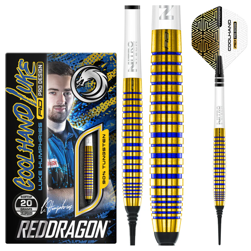 Dardos Red Dragon Luke Humphries TX3 Oro 90% Punta de Plástico