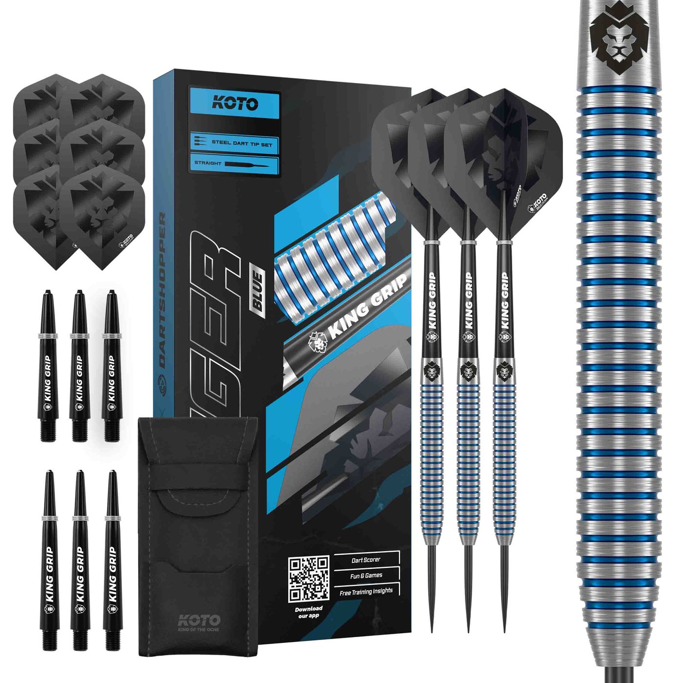 KOTO Tiger Blue Paint 90% - Fléchettes pointe Acier