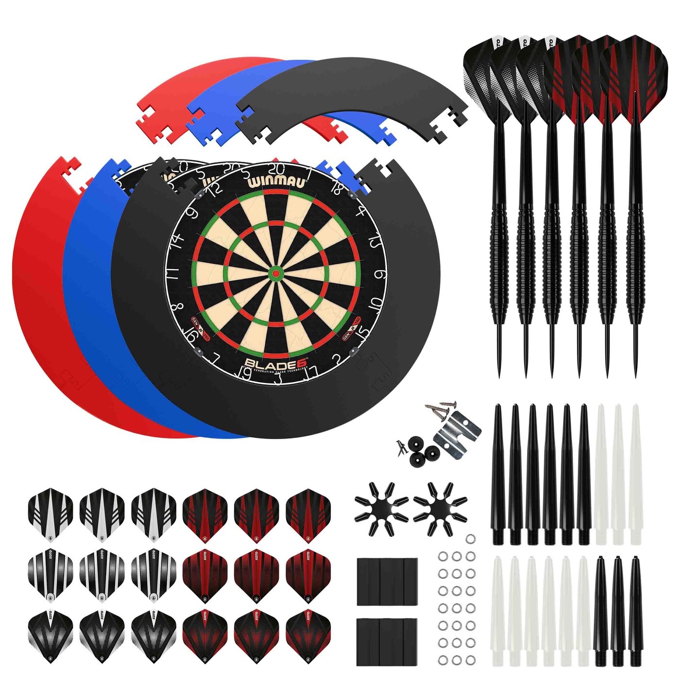 Winmau Blade 6 + Puzzle Surround + KOTO Accessory Kit Steeltip 90 Pieces