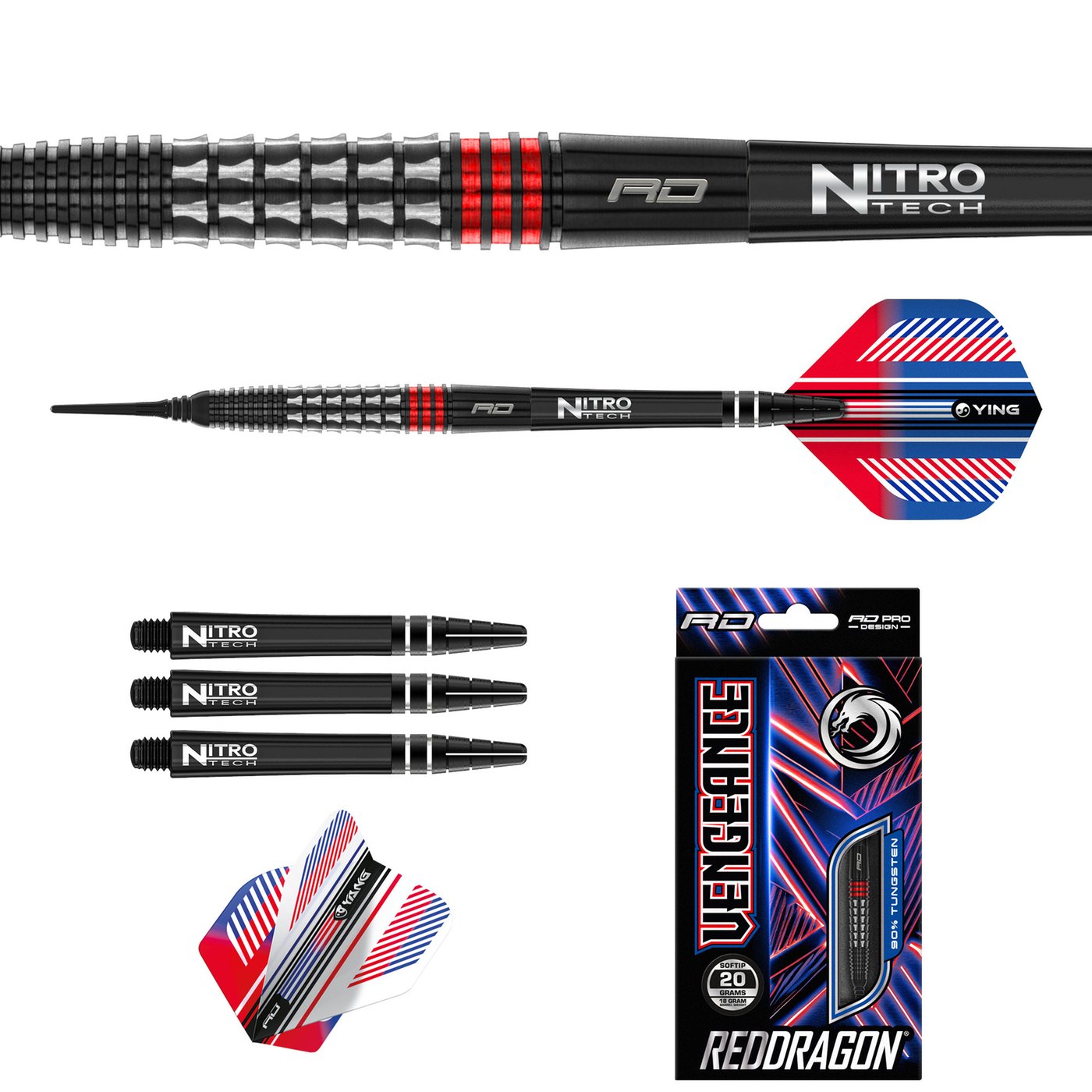Red Dragon Vengeance Red 90% Soft Tip Darts