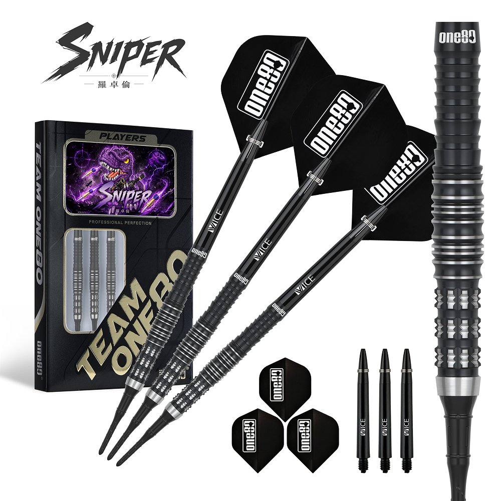 ONE80 Luo Zhuolun Sniper Black 90% - Soft Tip Darts - Dartshopper.com