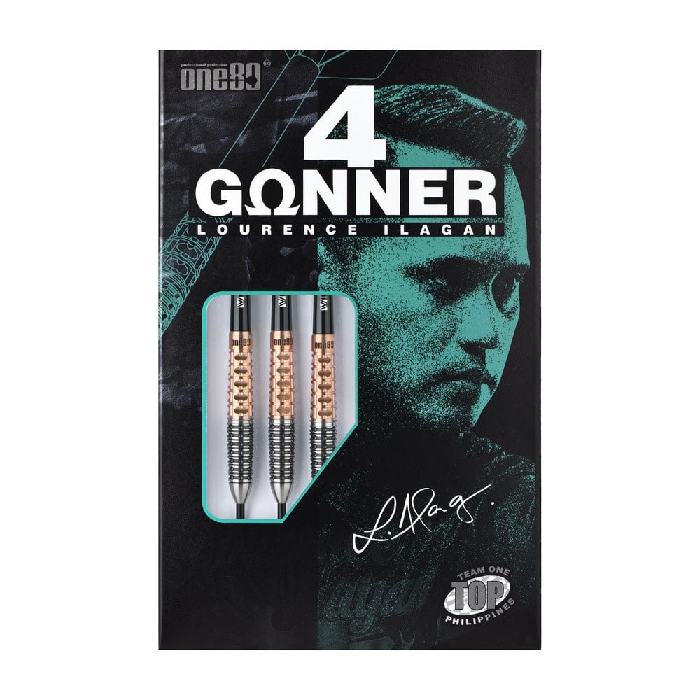 Dardos ONE80 Gunner 4 Lourence Ilagan Black Rose Oro 90% Punta de Acero