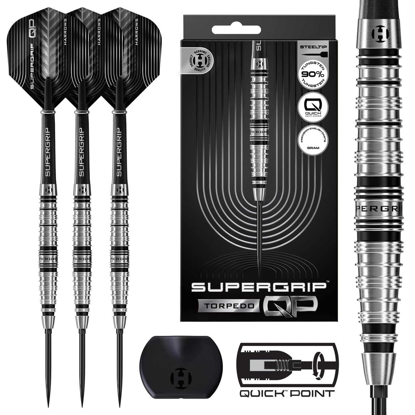 Harrows Supergrip Torpedo Quick Point 90% Darts