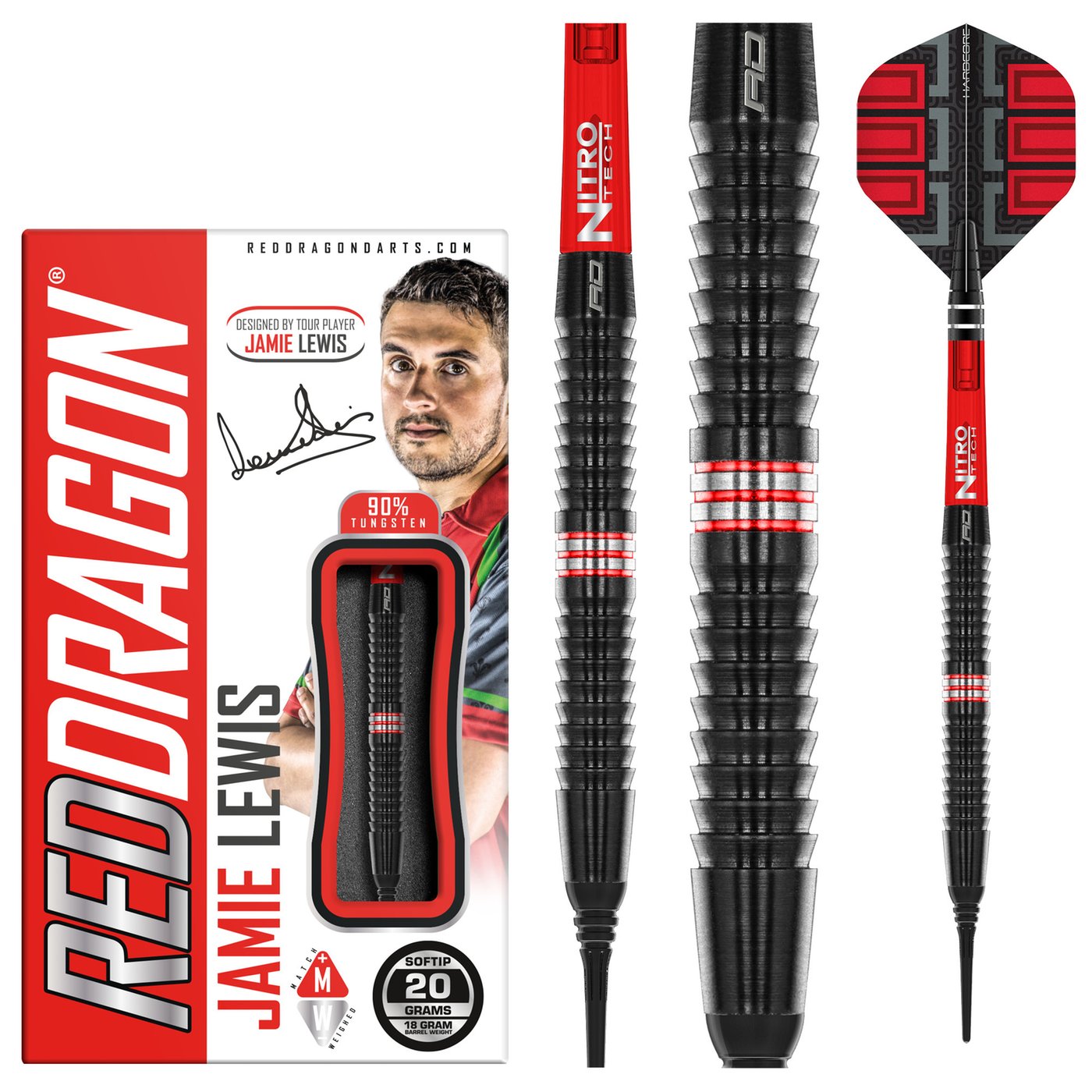 Red Dragon Jamie Lewis S.E. Soft Tip 90% Darts