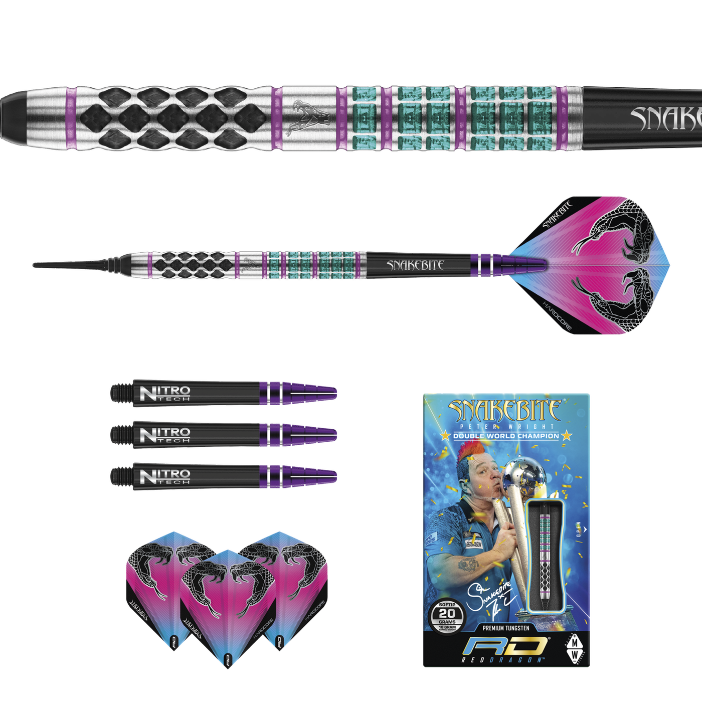 Red Dragon Peter Wright Supa Venom 90% Soft Tip Darts