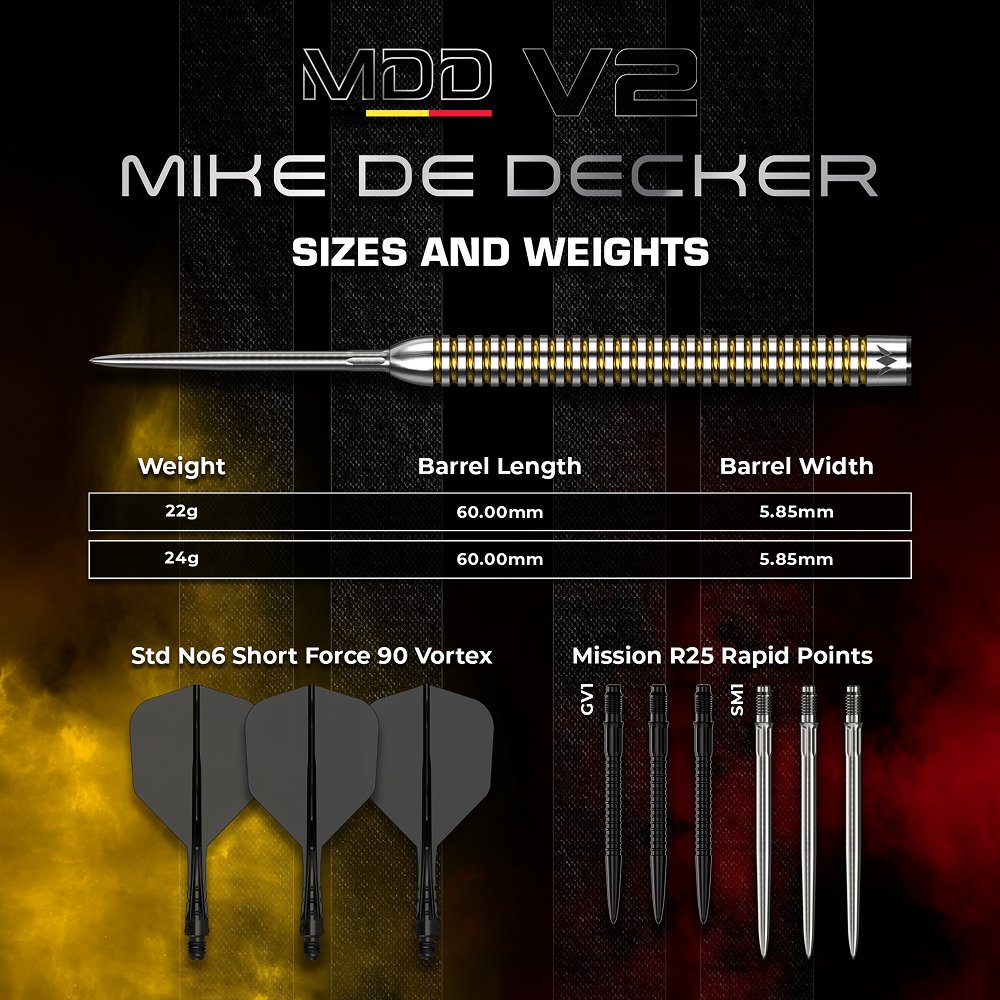 Mission Mike de Decker V2 Rapid Point 95% - Steel Tip Darts