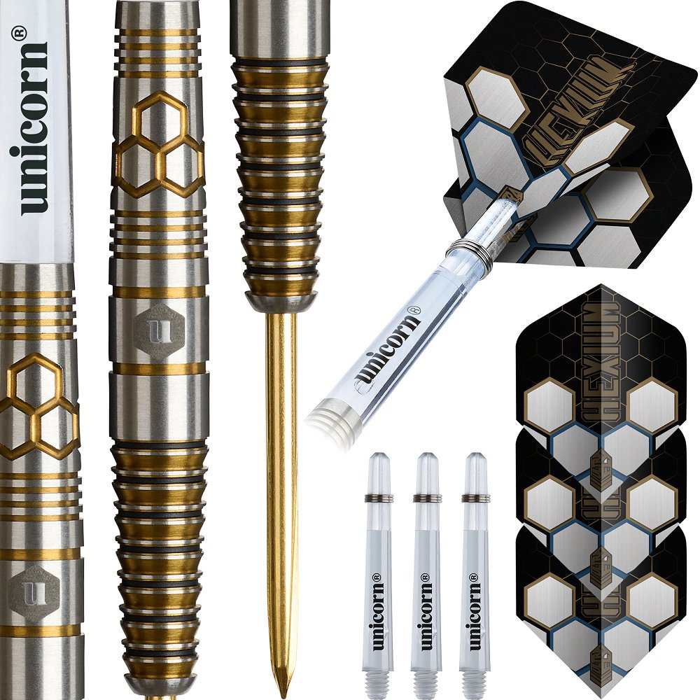 Unicorn Hexium 3 Gold Black 90% - Steel Tip Darts - Dartshopper.co.uk