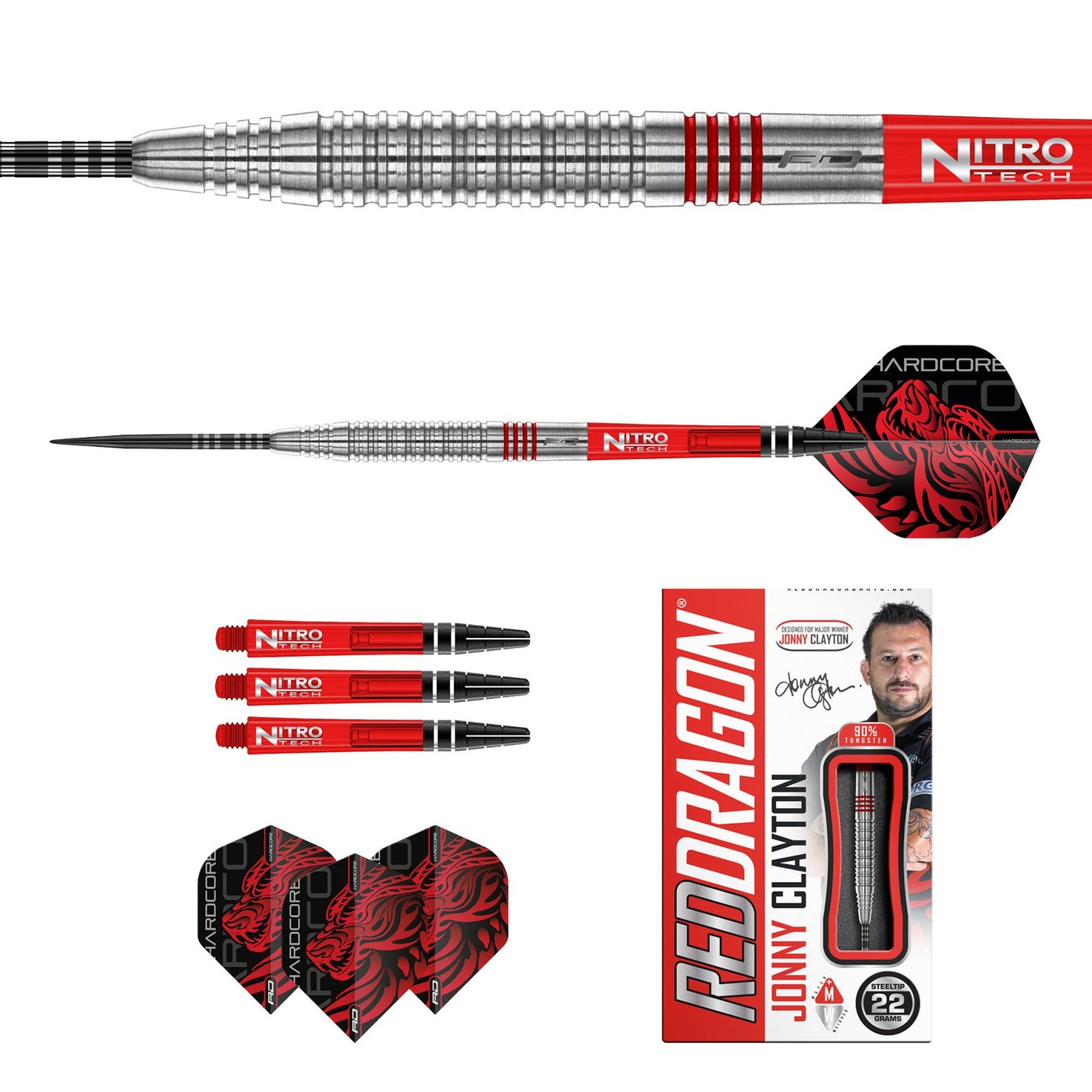 Red Dragon Jonny Clayton 2.0 90% - Steel Tip Darts - Dartshopper.com