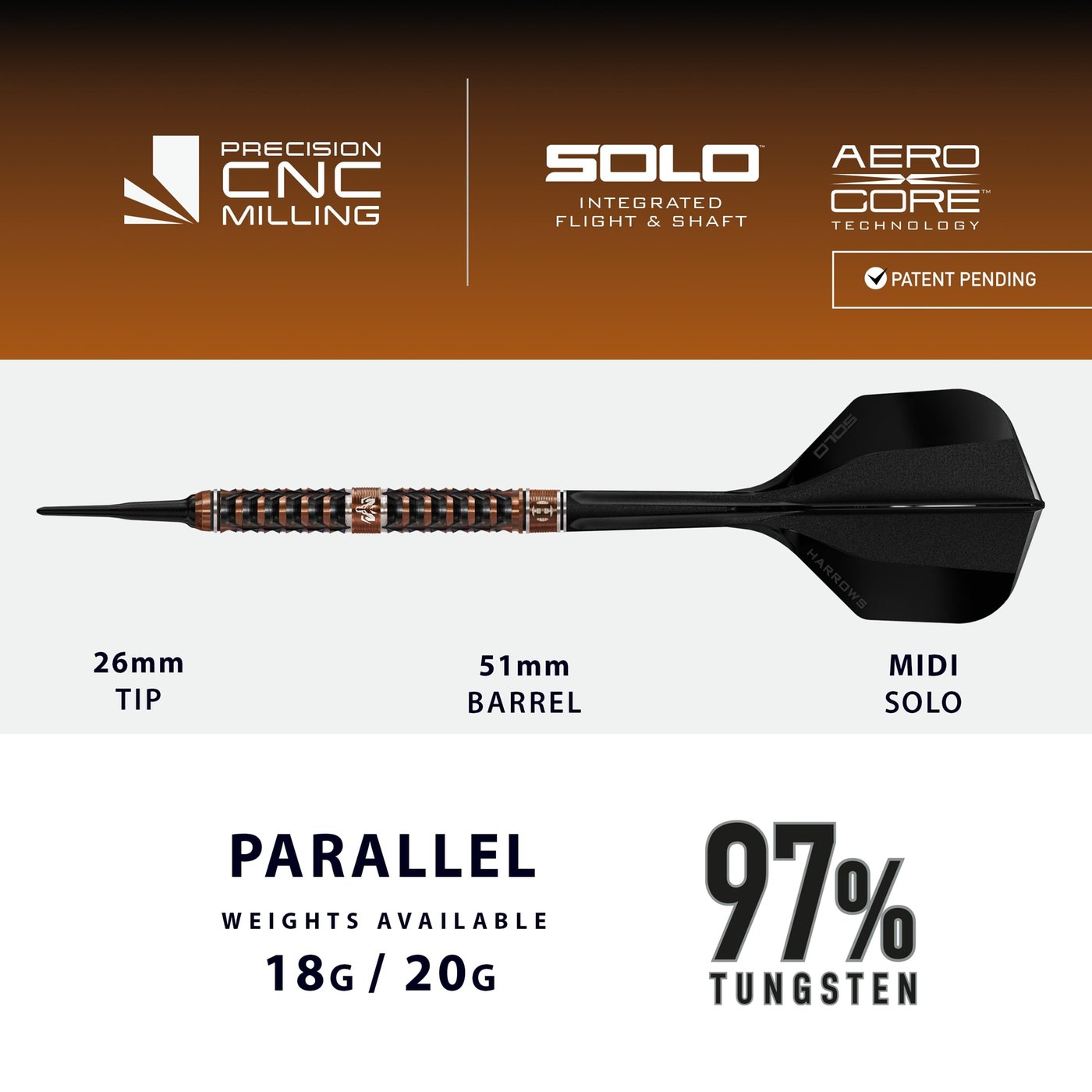 Harrows Wolfram Trinity 97% - Soft Tip Darts - Dartshopper.com