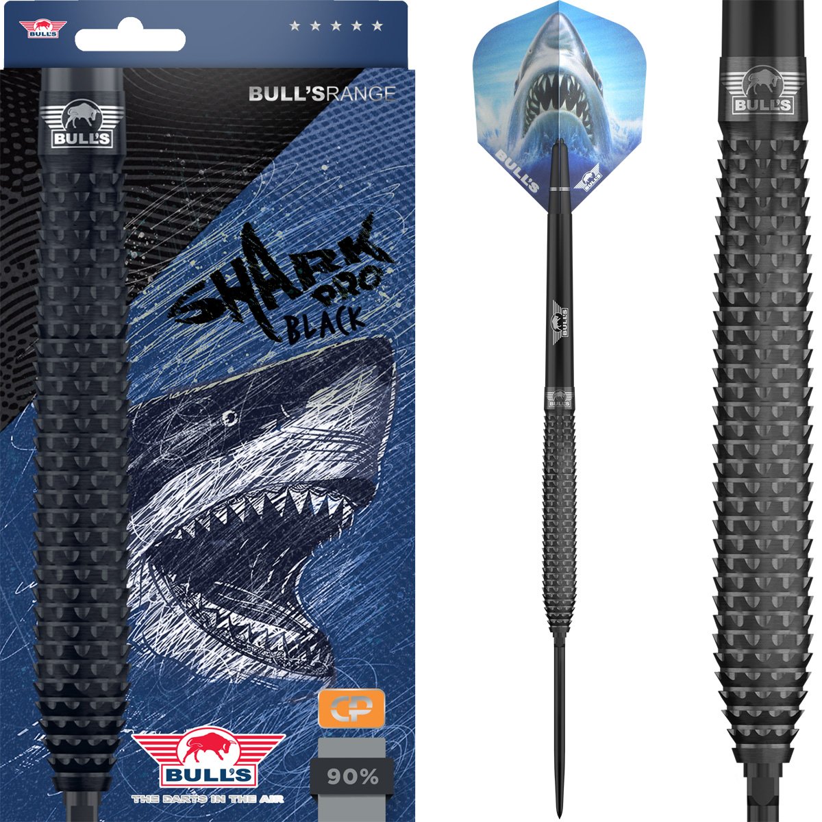 Bull's Shark Pro Black Convertible Point 90% - Steel Tip Darts