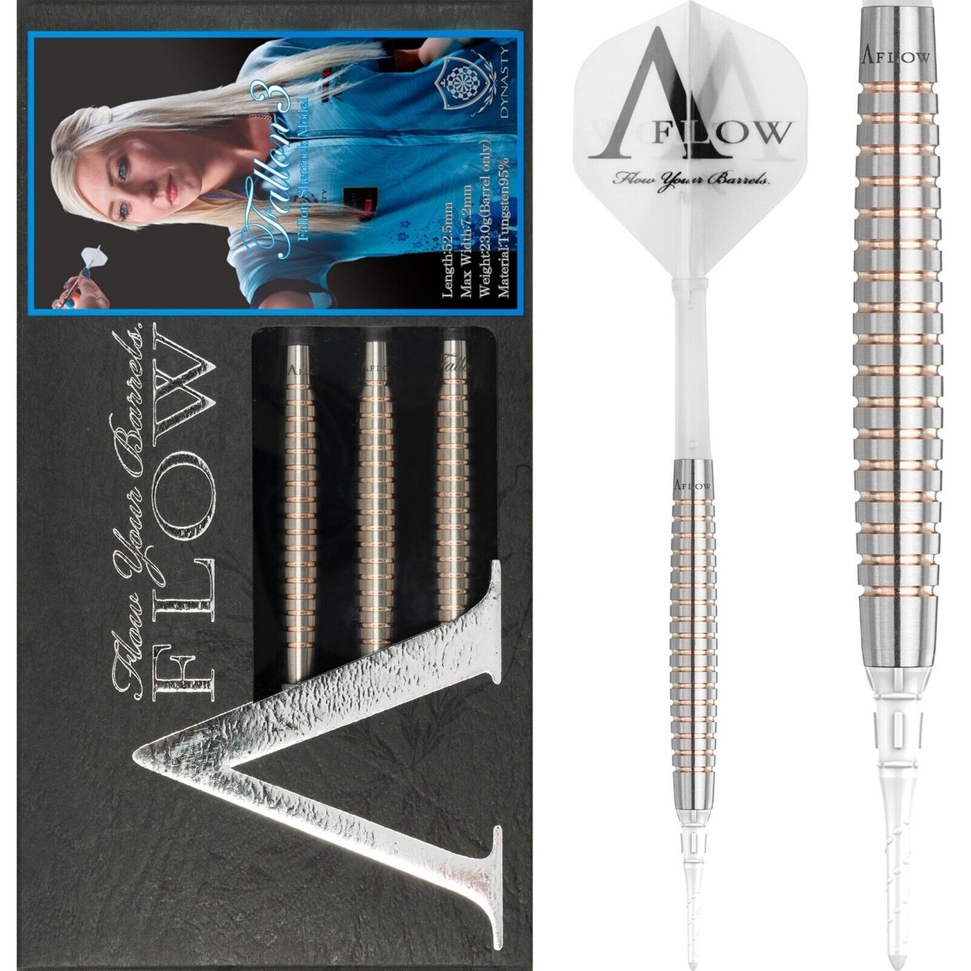 Dynasty A-FLOW Fallon3 Pink Gold 95% Soft Tip Darts