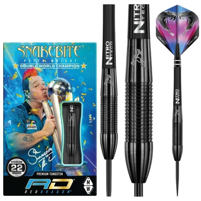 Red Dragon Peter Wright Snakebite 3 Black Steel Tip Darts