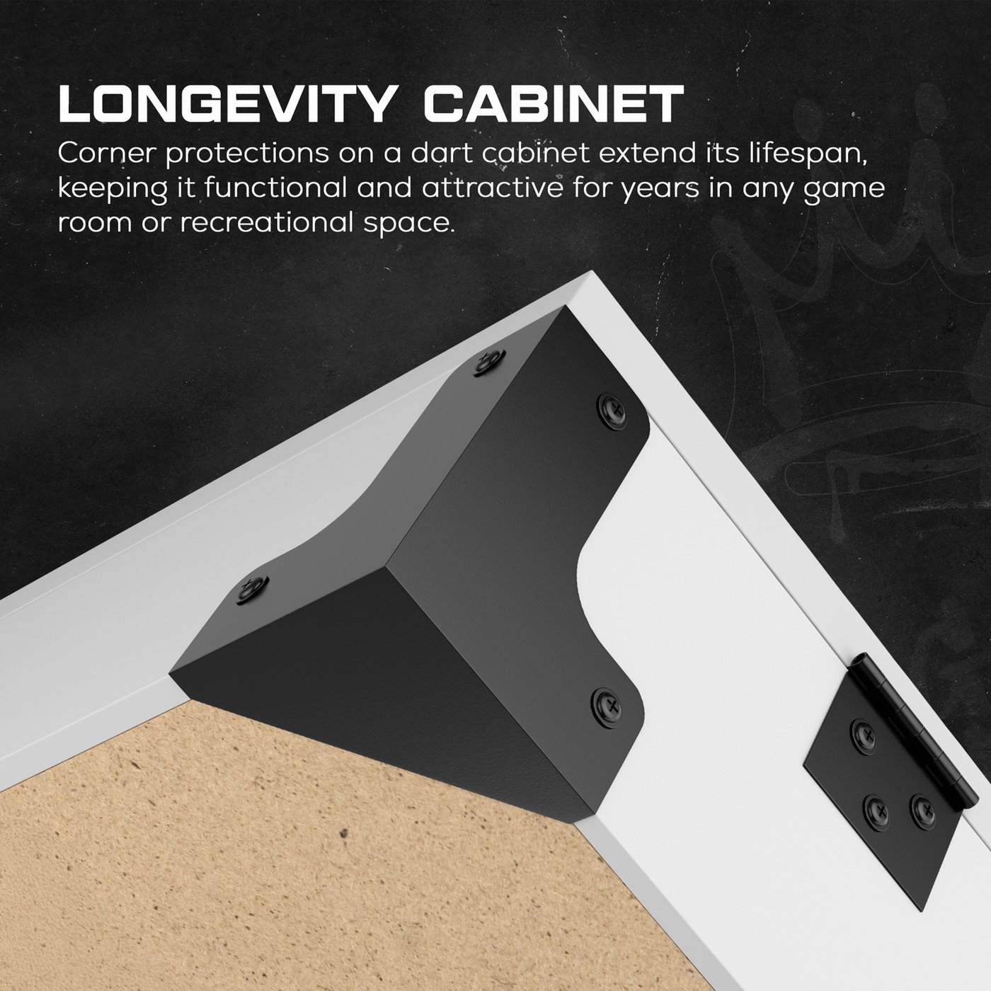 KOTO Cabinet à Fléchettes Plain White – Élégant, Pratique, Avec Tableaux De Score Intégrés