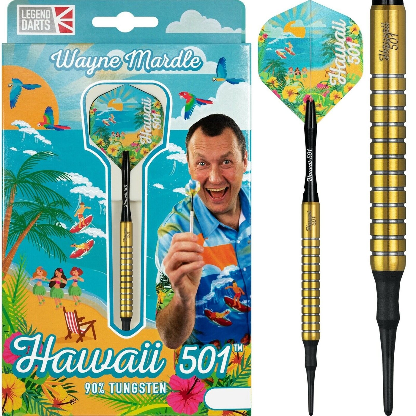 Wayne Mardle Hawaii 501 90% Gold Soft Tip Darts