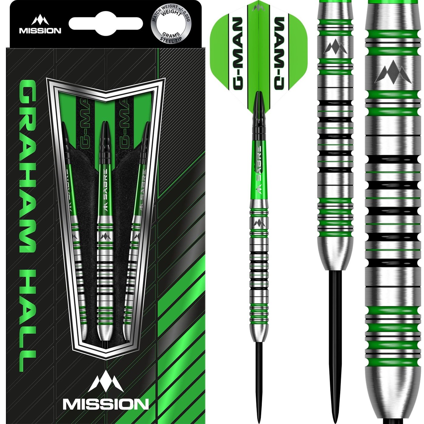 Mission Graham Hall Black & Green 90% Darts