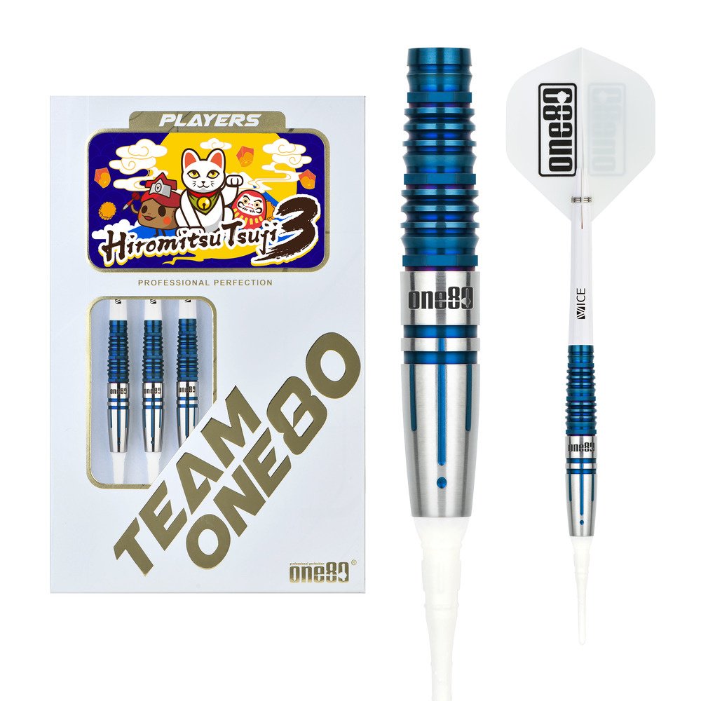 ONE80 Hiromitsu Tsuji V3 Blue 90% Soft Tip Darts