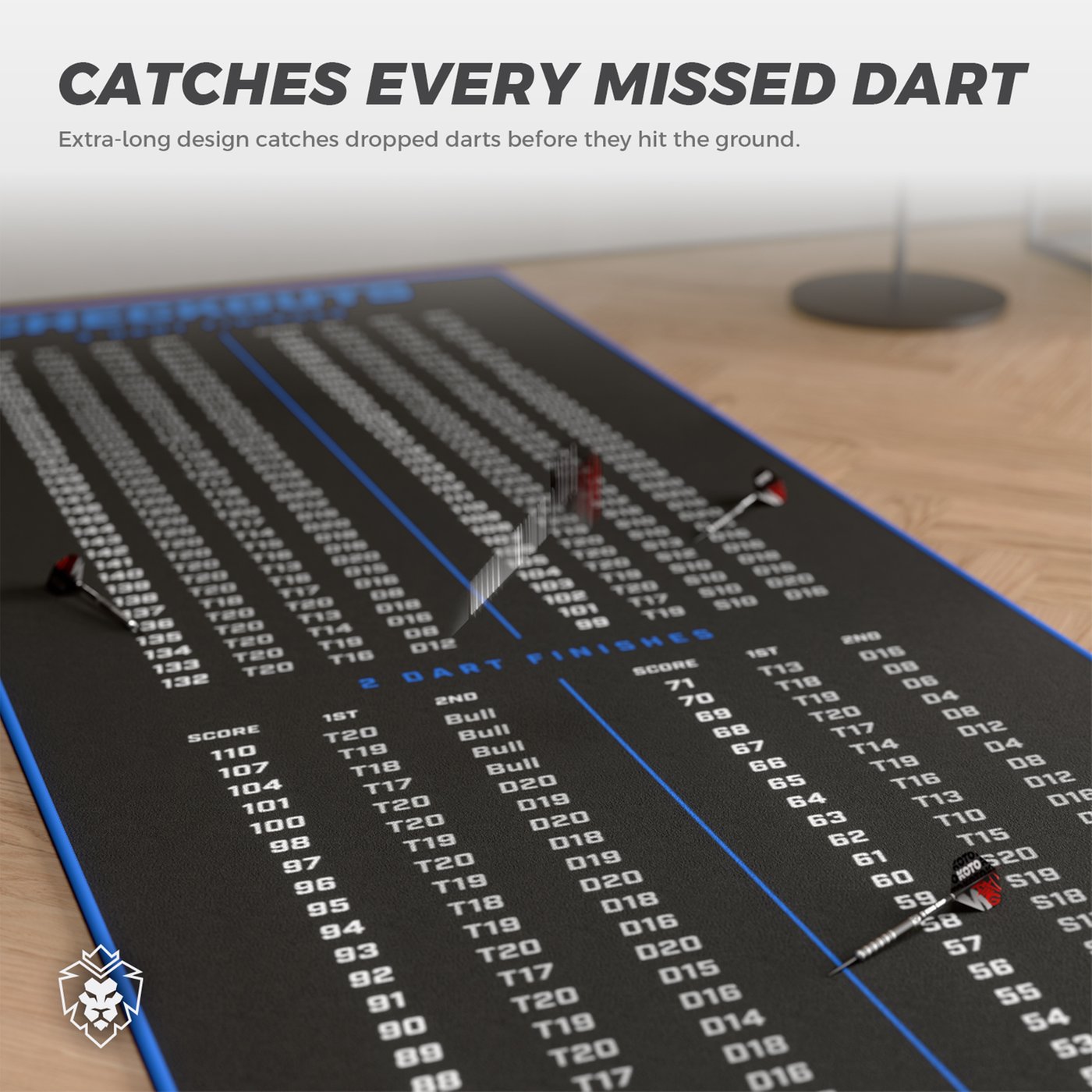 KOTO - Carpet Checkout Red, 285 x 60 cm Oche Incl. Score Indicator, Non-Slip Carpet Dart Mat, Professional Dart Mat, Protect Floor & Darts KOTO - Carpet Checkout Red, 285 x 60 cm Oche Incl. Score Indicator, Non-Slip Carpet Dart Mat, Professional Dart Mat, Protect Floor & Darts