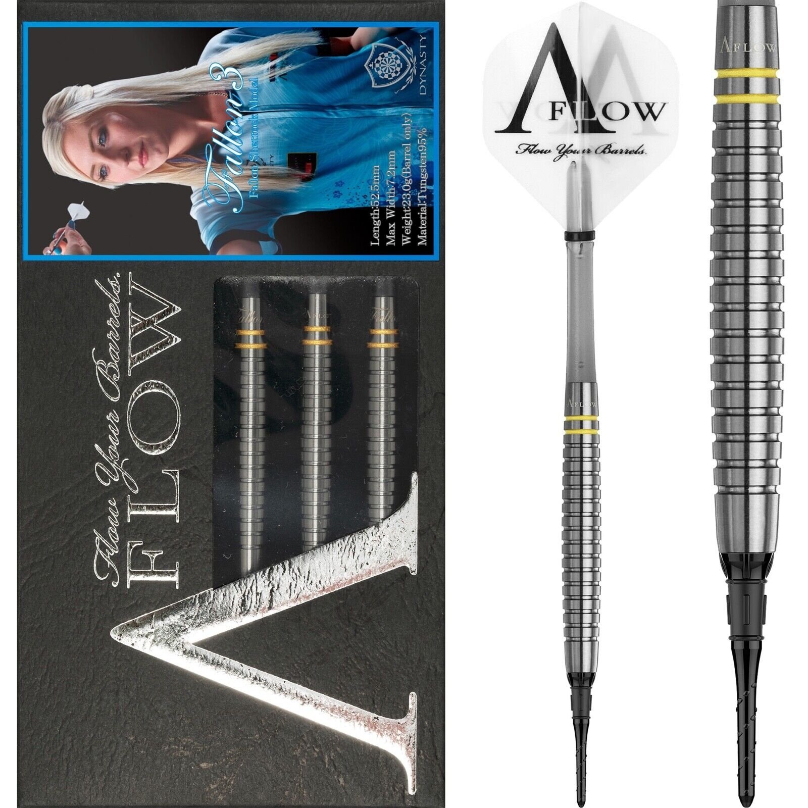 Dynasty A-FLOW Fallon3 DLC 95% Soft Tip Darts - Dartshopper.com