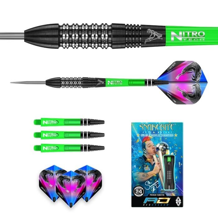 Red Dragon Peter Wright Snakebite Black Strike 90% Steel Tip Darts