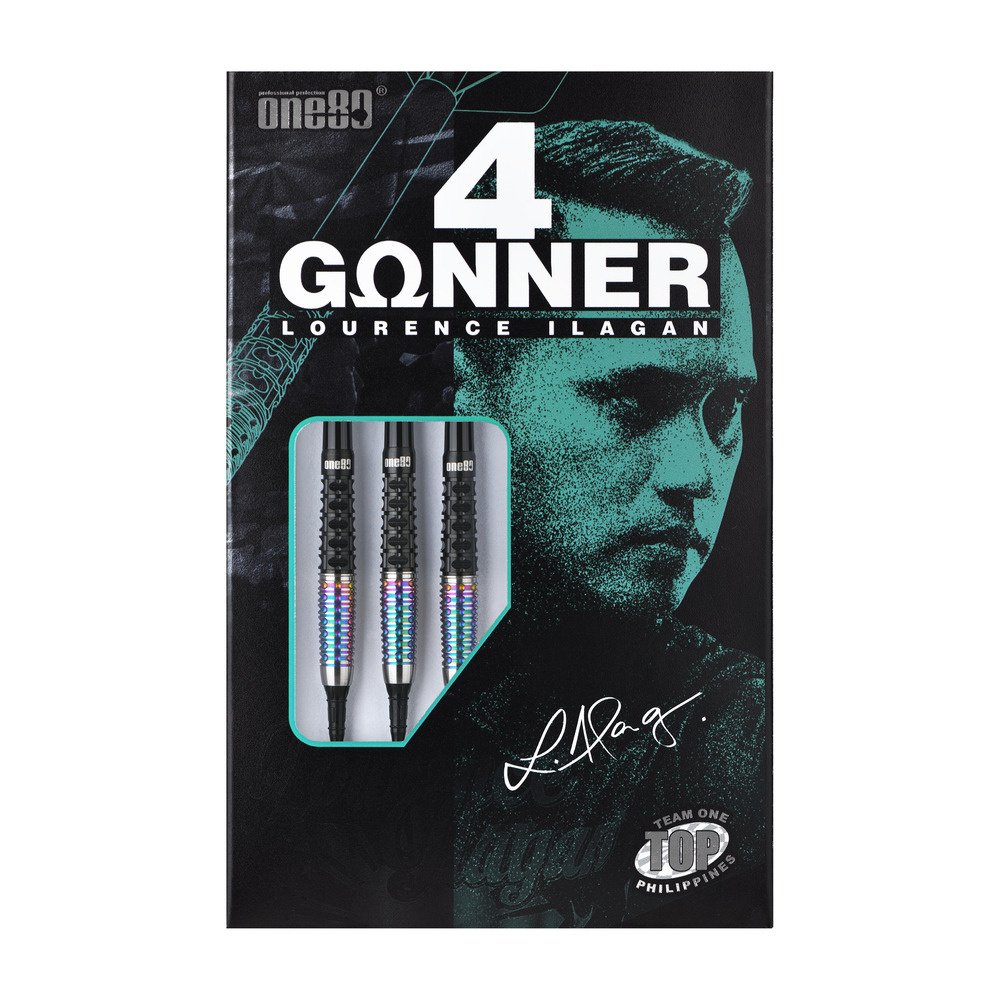 ONE80 Gunner 4 Lourence Ilagan Black Rainbow 90% Soft Tip Darts