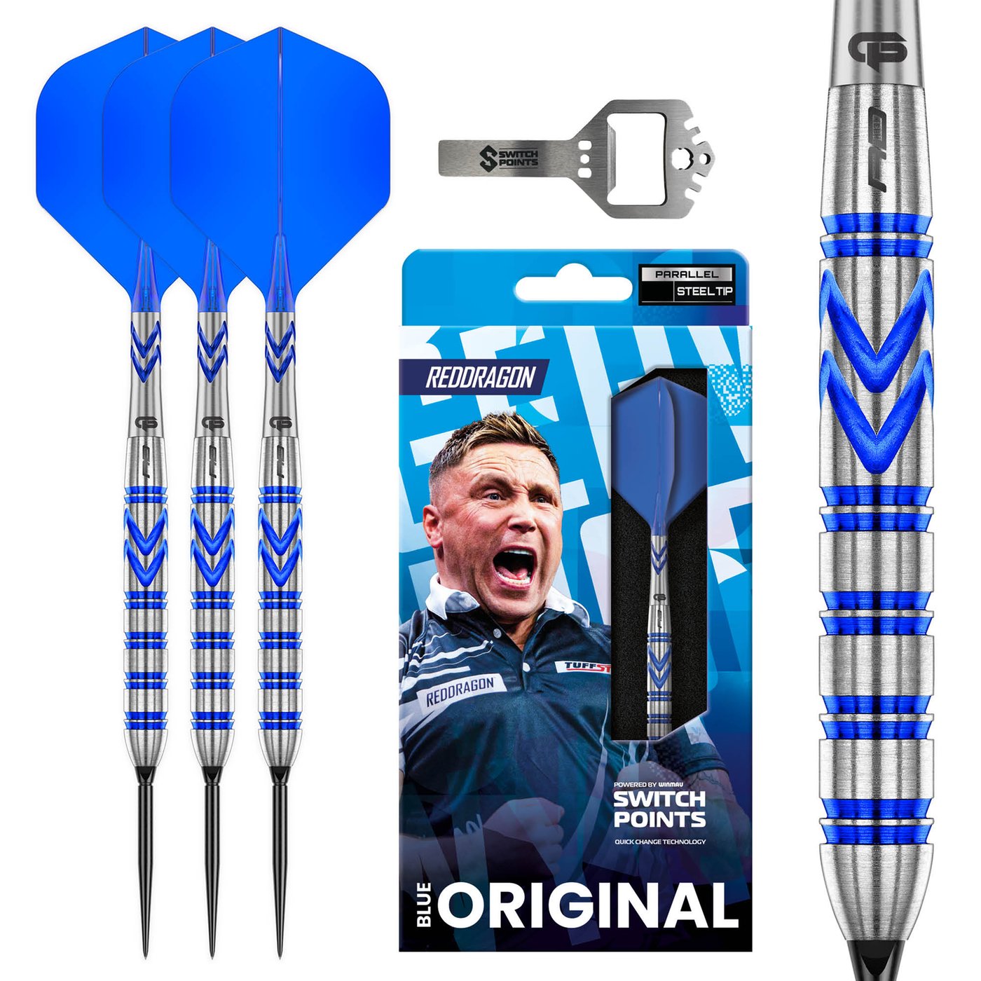 Red Dragon Gerwyn Price Blue Original Switch Point 90% - Dardos Punta de Acero