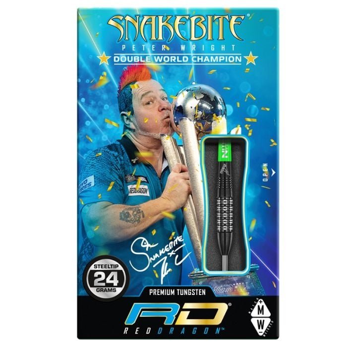Red Dragon Peter Wright Snakebite Black Strike 90% Steel Tip Darts