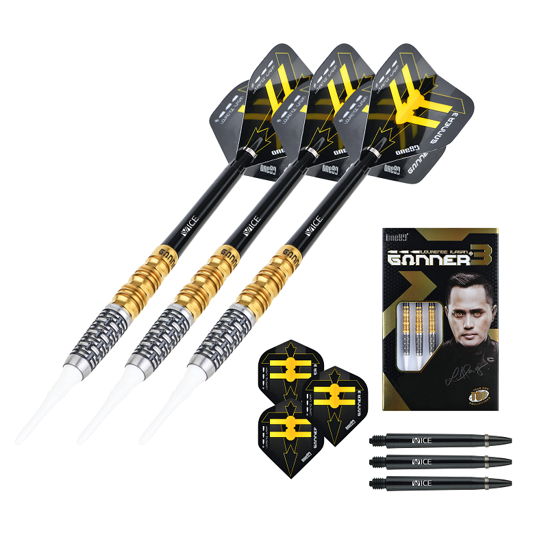 ONE80 Gunner 3 Lourence Ilagan Black Gold 90% Soft Tip Darts