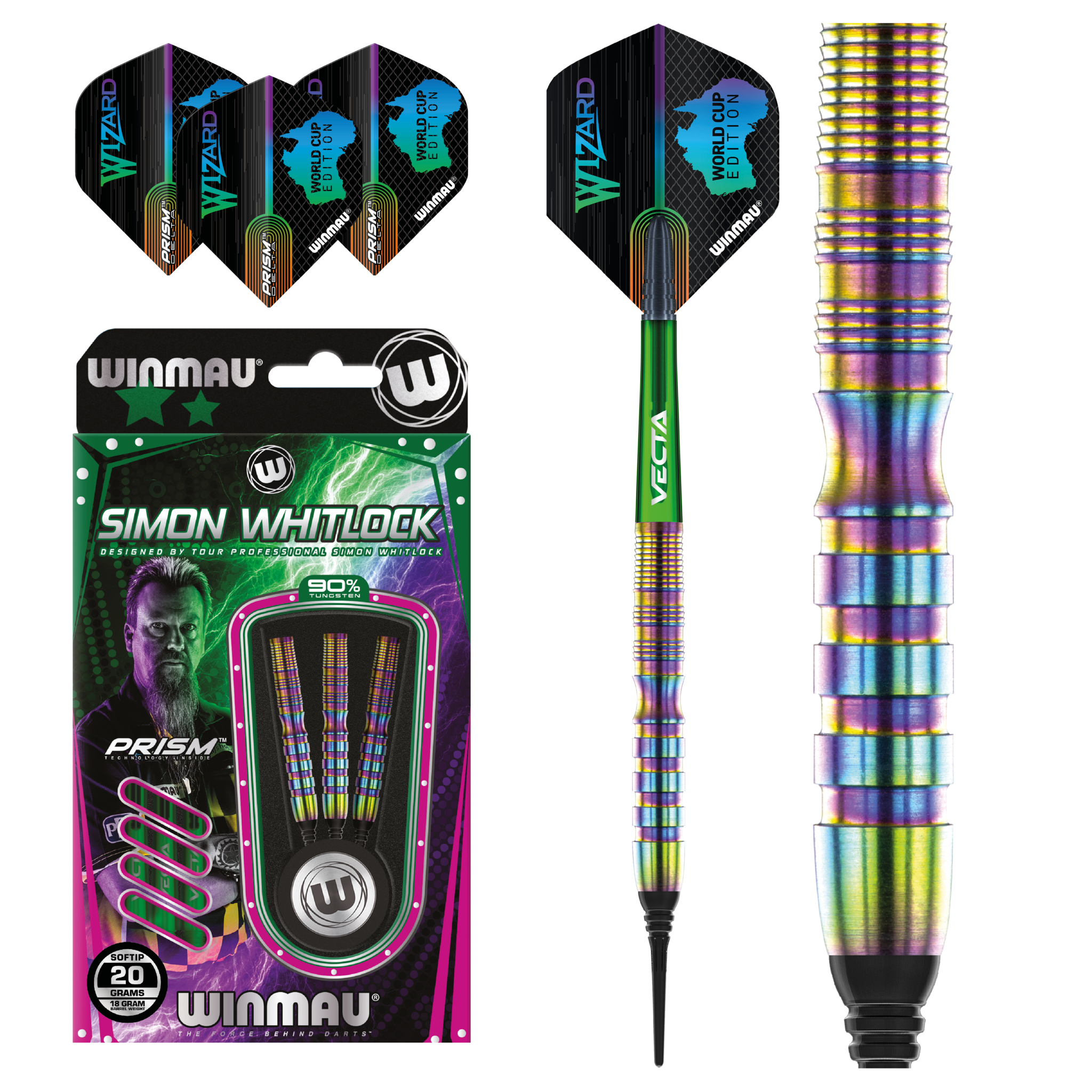 Winmau　Simon withlochワールドカップ!新品未使用ダーツセット Winmau Simon Whitlock World Cup SE 90% - Soft Tip Darts