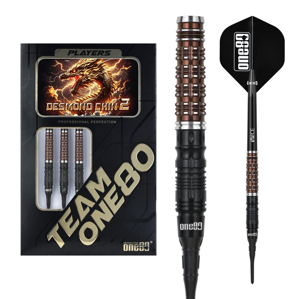 ONE80 Desmond Chin Black Coffee 90% Soft Tip Darts