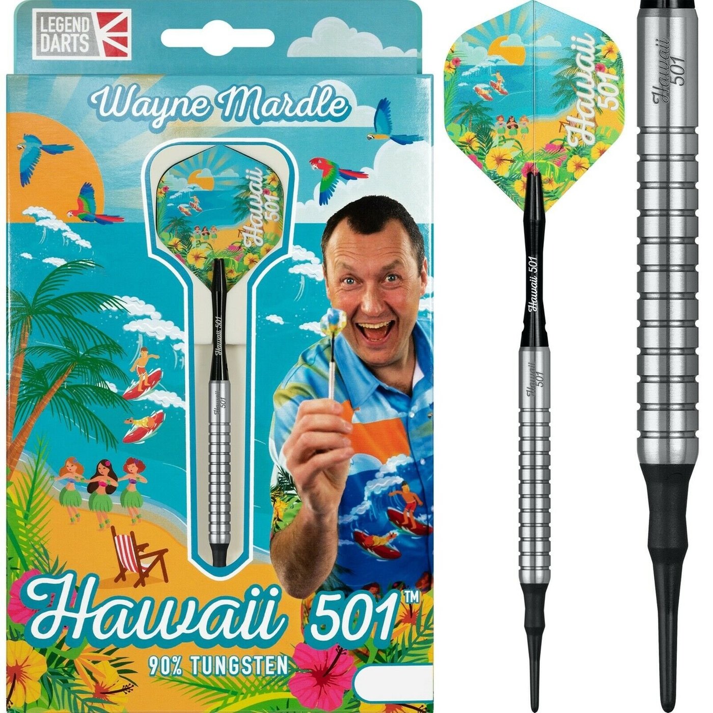 Wayne Mardle Hawaii 501 90% Silver Soft Tip Darts